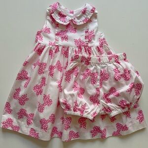 Rachel Riley Girls Bow Frill Dress - Size 12M